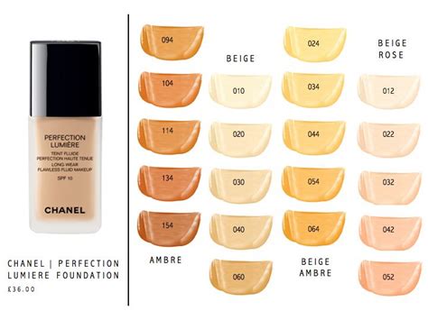 chanel perfection lumiere foundation 10 beige|chanel foundation color shade chart.